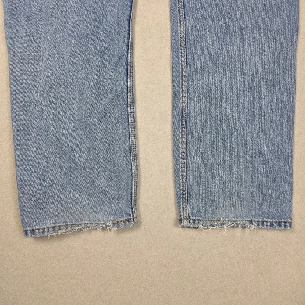 Levi Strauss 505 Mens Jeans Light Wash Straight Leg Denim Distressed 38x30